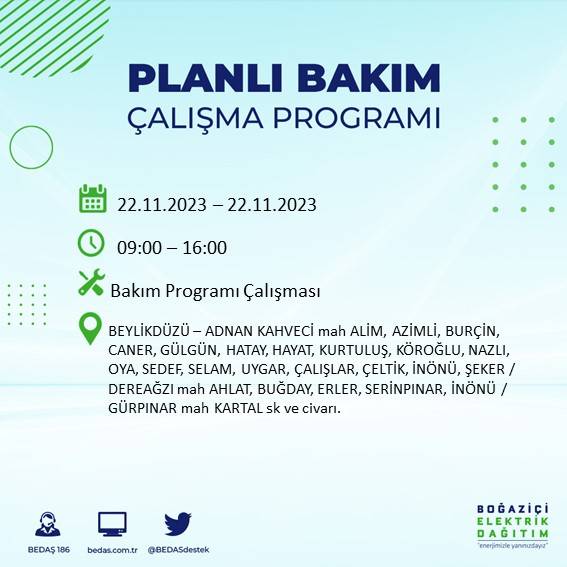 İstanbul'un bu ilçelerinde yaşayanlar dikkat: Saatlerce sürecek elektrik kesintisi için hazır olun 13